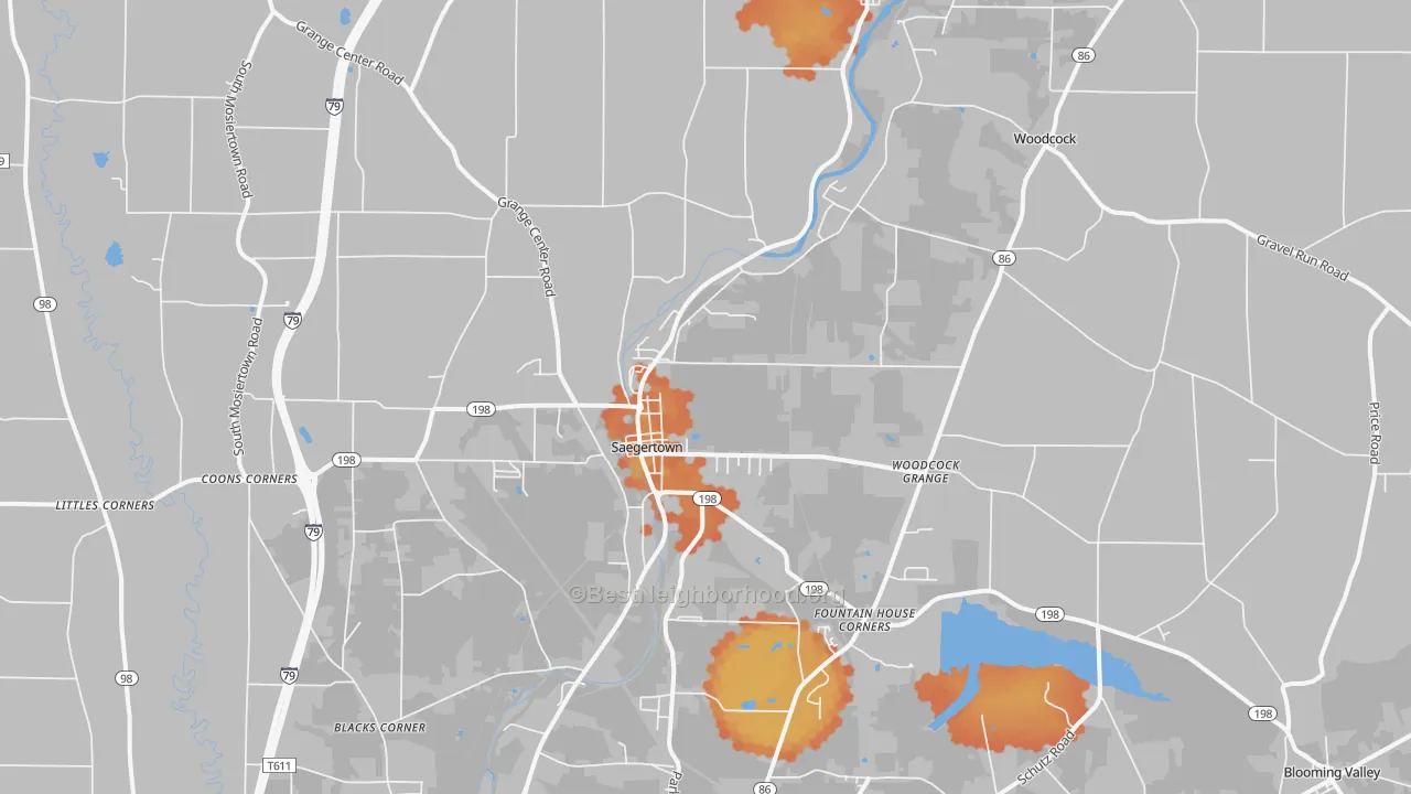 Bike Grade map of 16433, PA