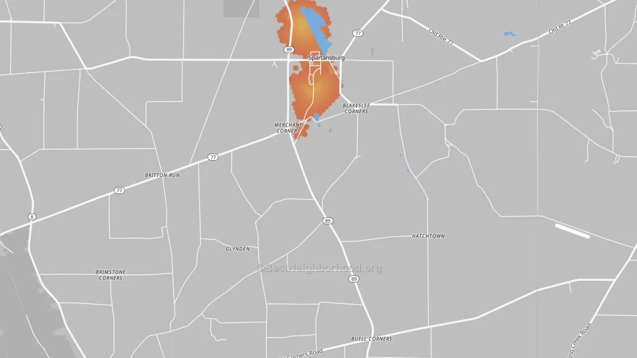 Bike Grade map of 16434, PA