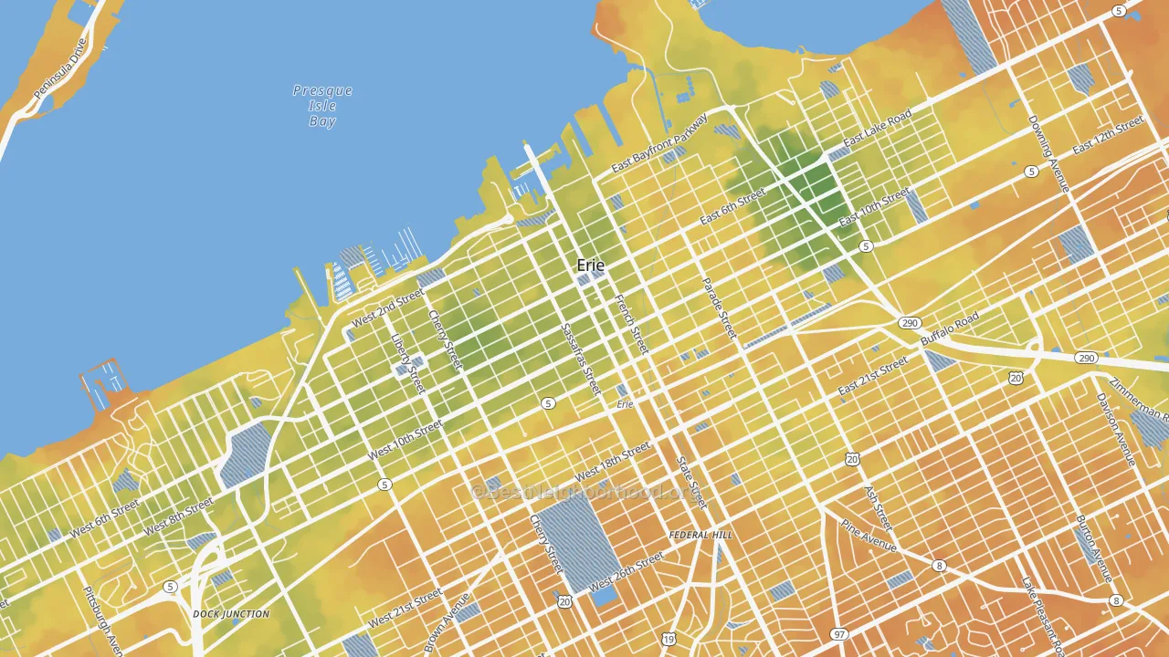 Bike Grade map of 16501, PA