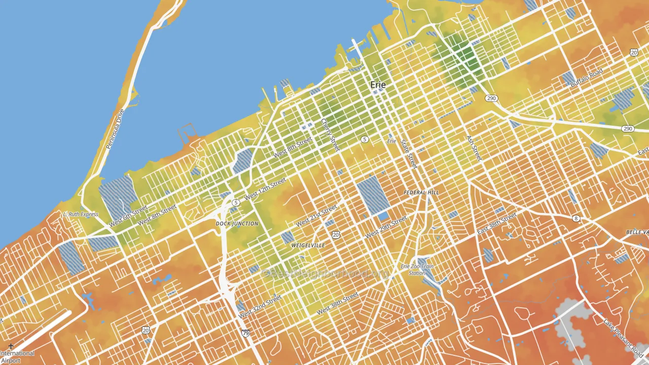 Bike Grade map of 16502, PA