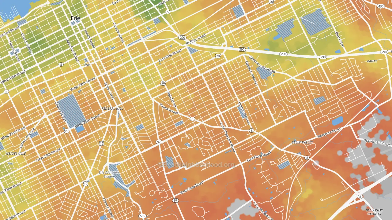 Bike Grade map of 16504, PA