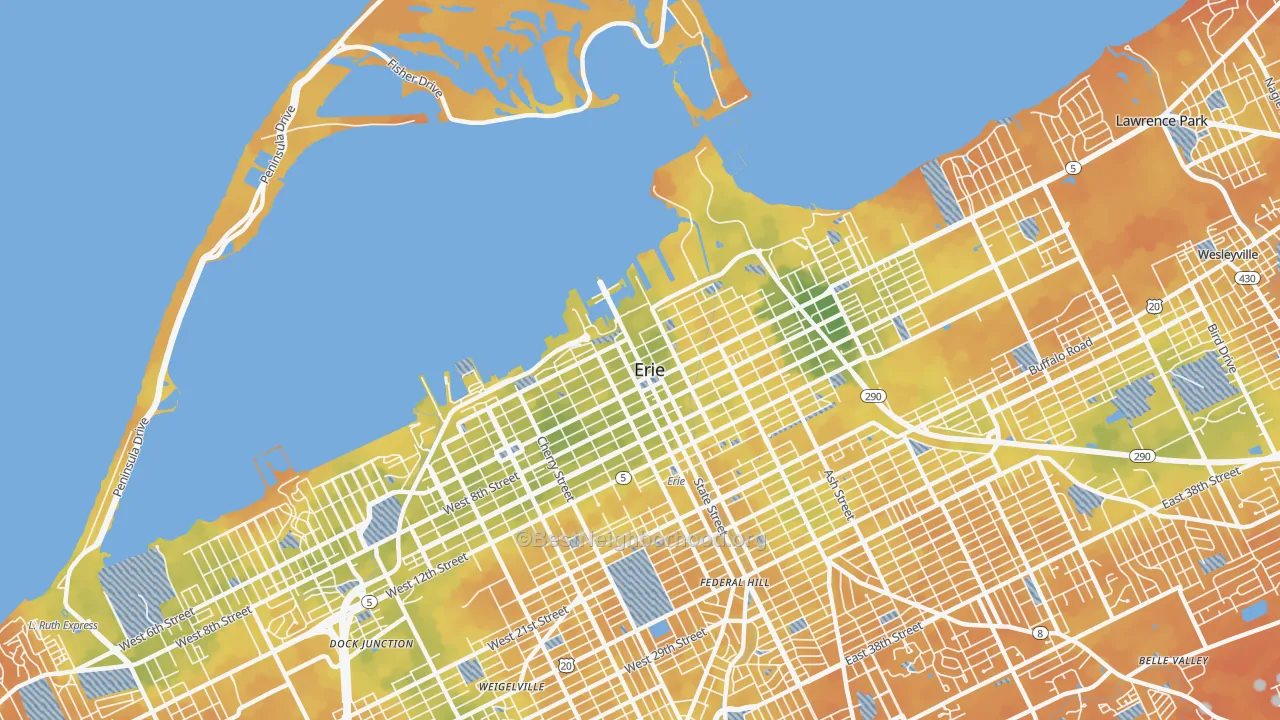 Bike Grade map of 16507, PA