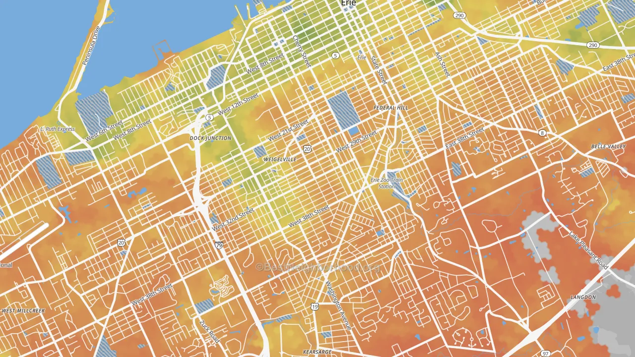 Bike Grade map of 16508, PA