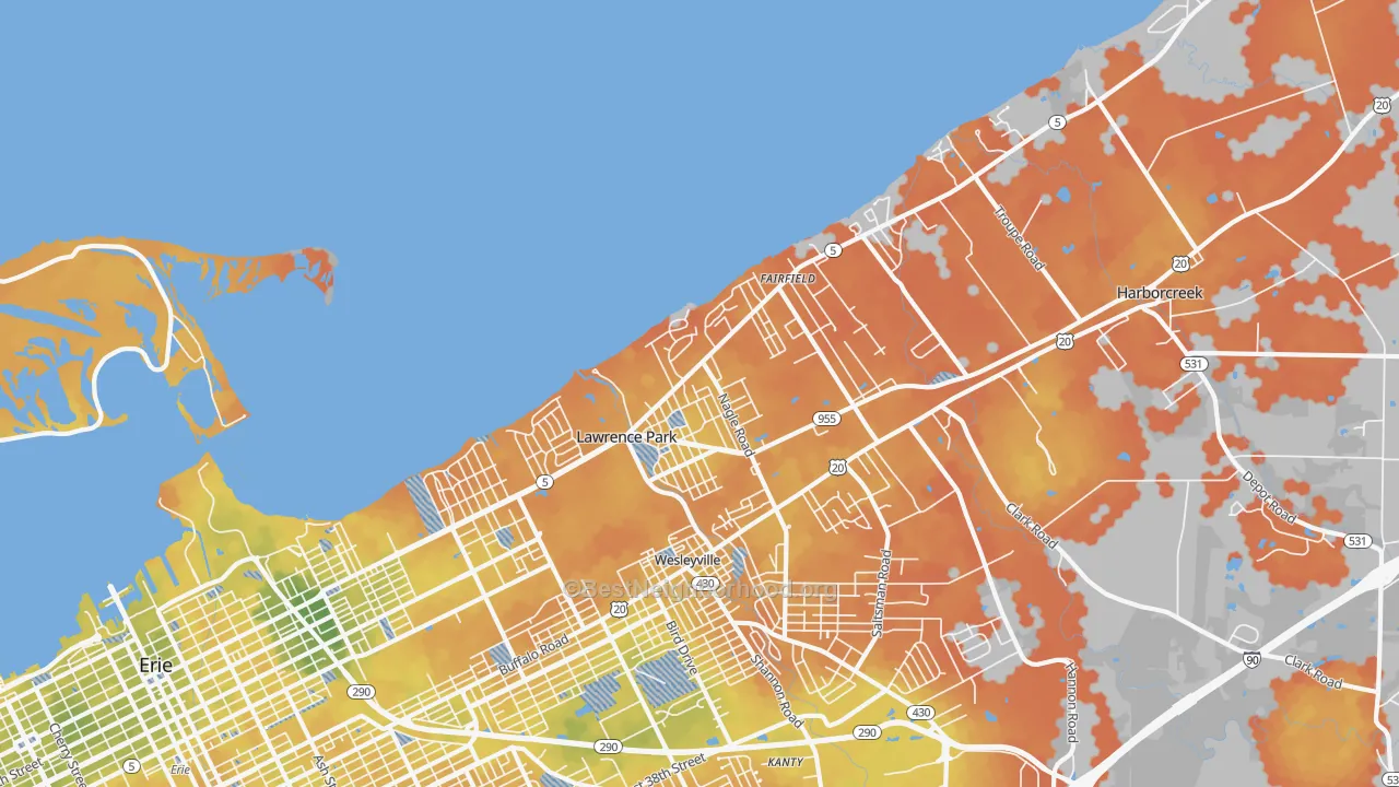 Bike Grade map of 16511, PA