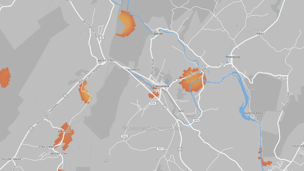 Bike Grade map of 16611, PA