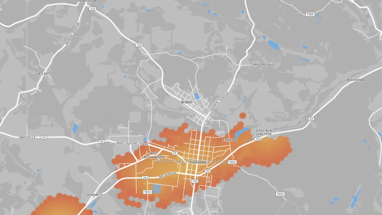 Bike Grade map of 16620, PA
