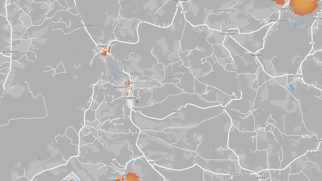 Bike Grade map of 16627, PA