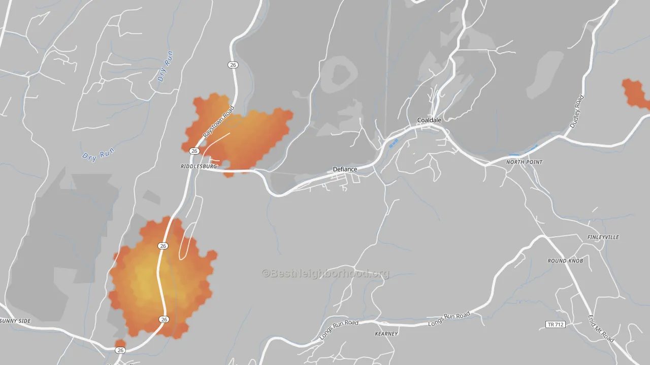 Bike Grade map of 16633, PA