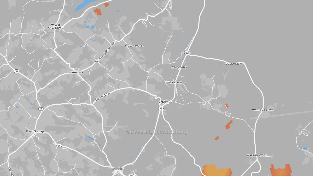 Bike Grade map of 16636, PA
