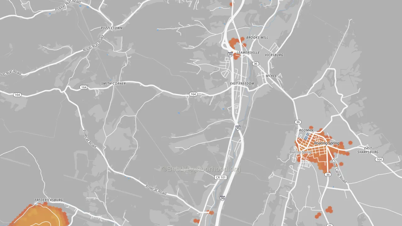Bike Grade map of 16637, PA