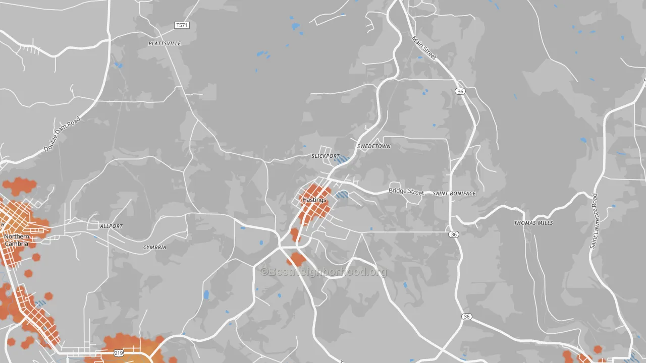 Bike Grade map of 16646, PA