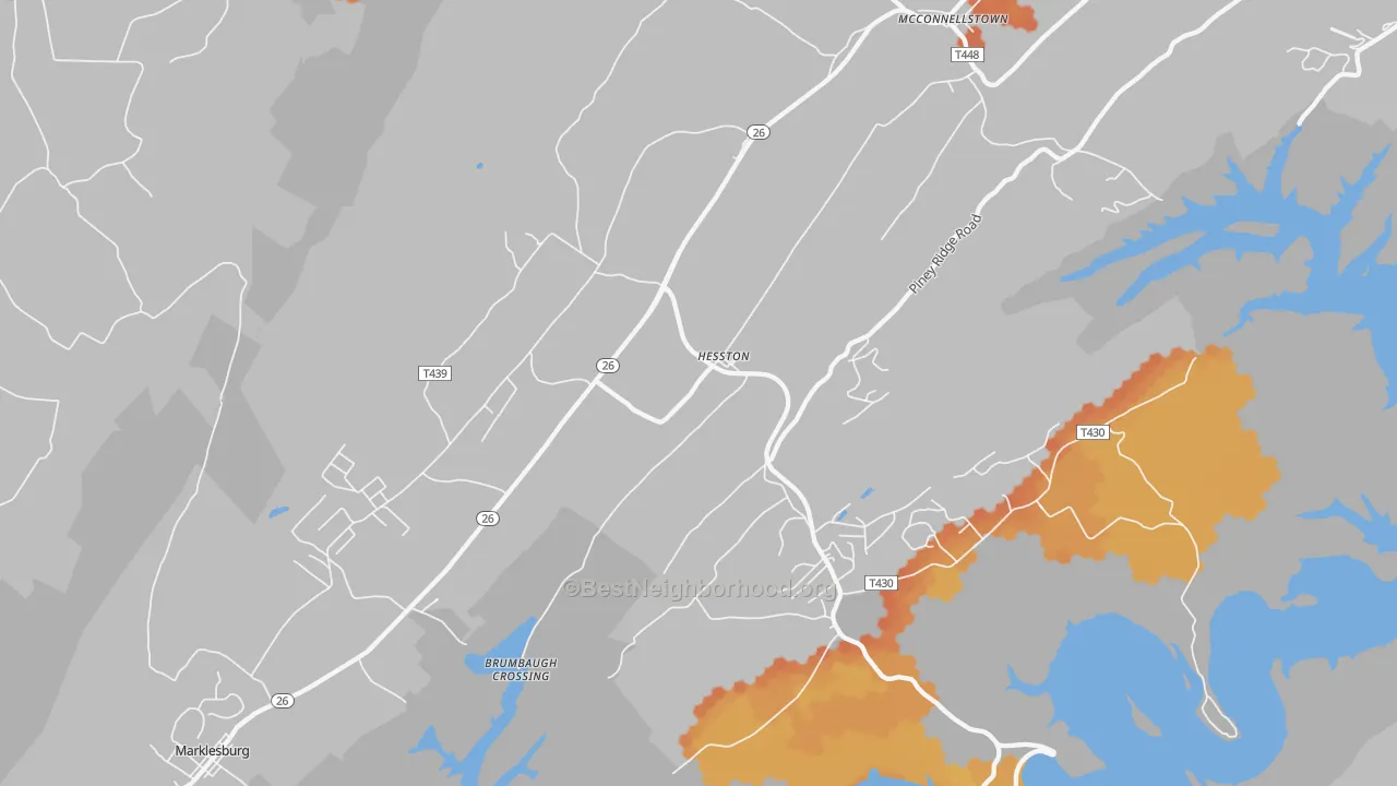 Bike Grade map of 16647, PA