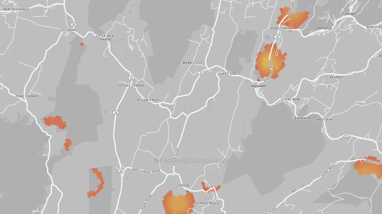 Bike Grade map of 16650, PA