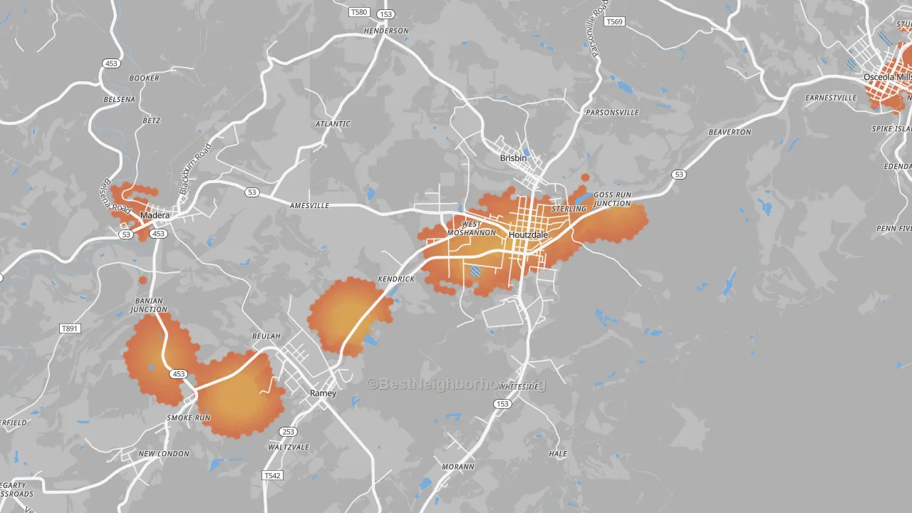 Bike Grade map of 16651, PA