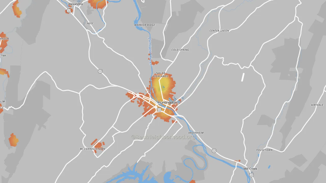 Bike Grade map of 16652, PA