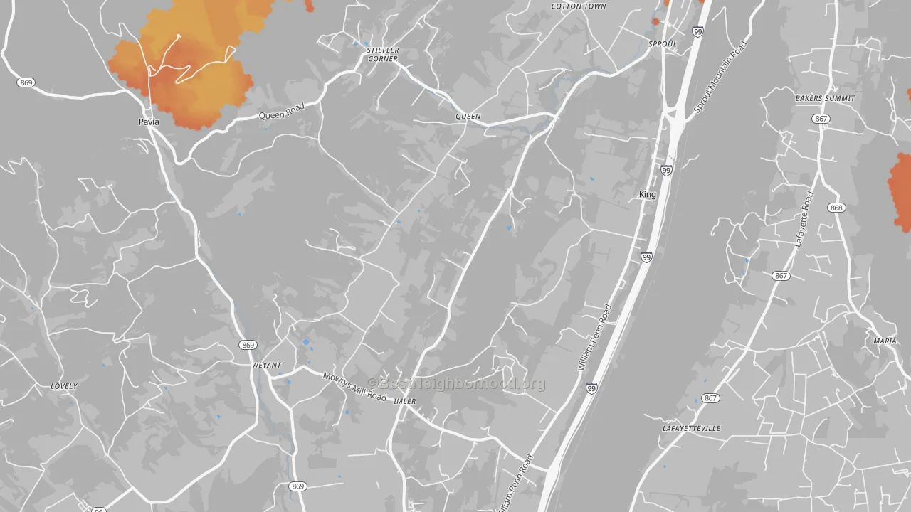 Bike Grade map of 16655, PA