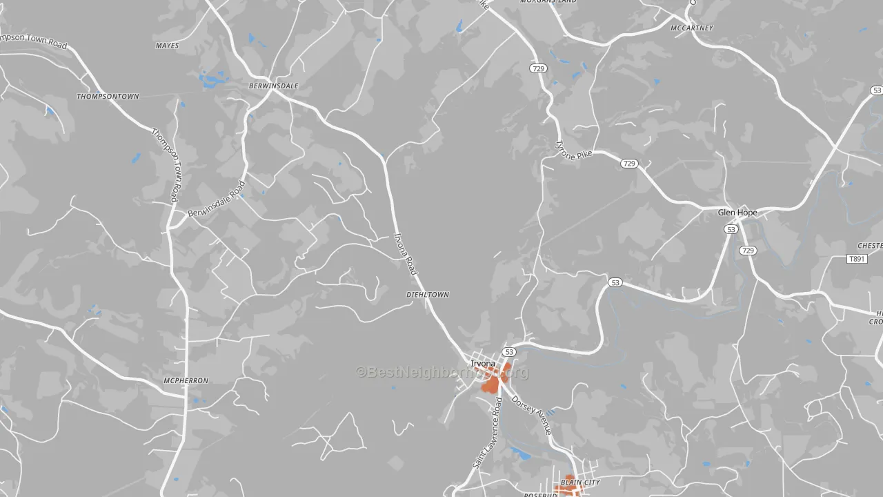 Bike Grade map of 16656, PA