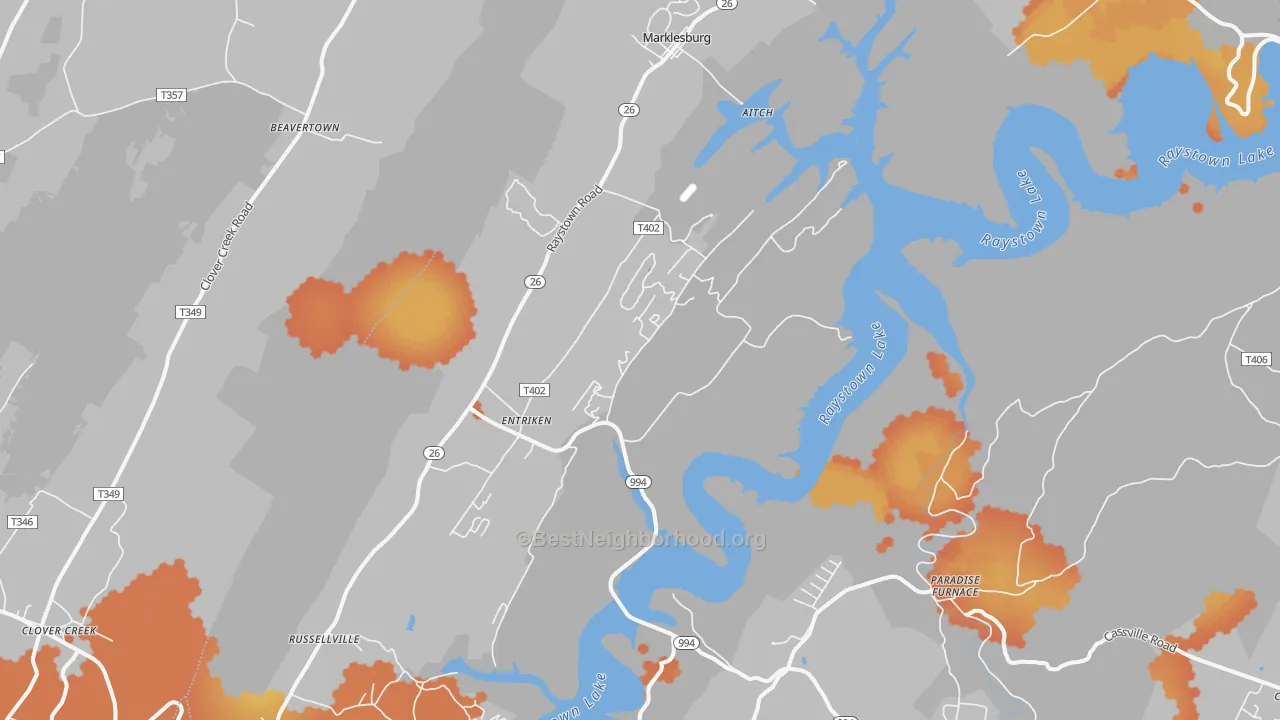 Bike Grade map of 16657, PA