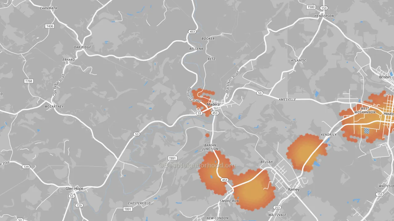 Bike Grade map of 16661, PA