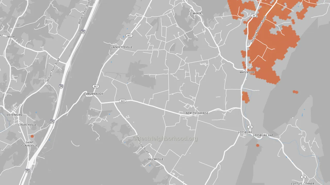 Bike Grade map of 16664, PA