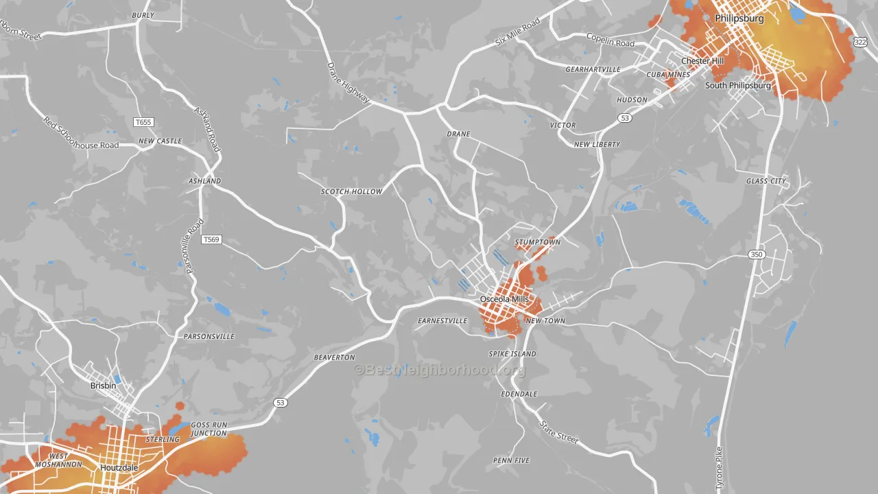 Bike Grade map of 16666, PA