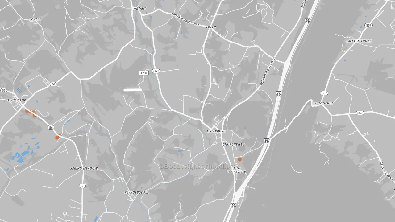 Bike Grade map of 16667, PA