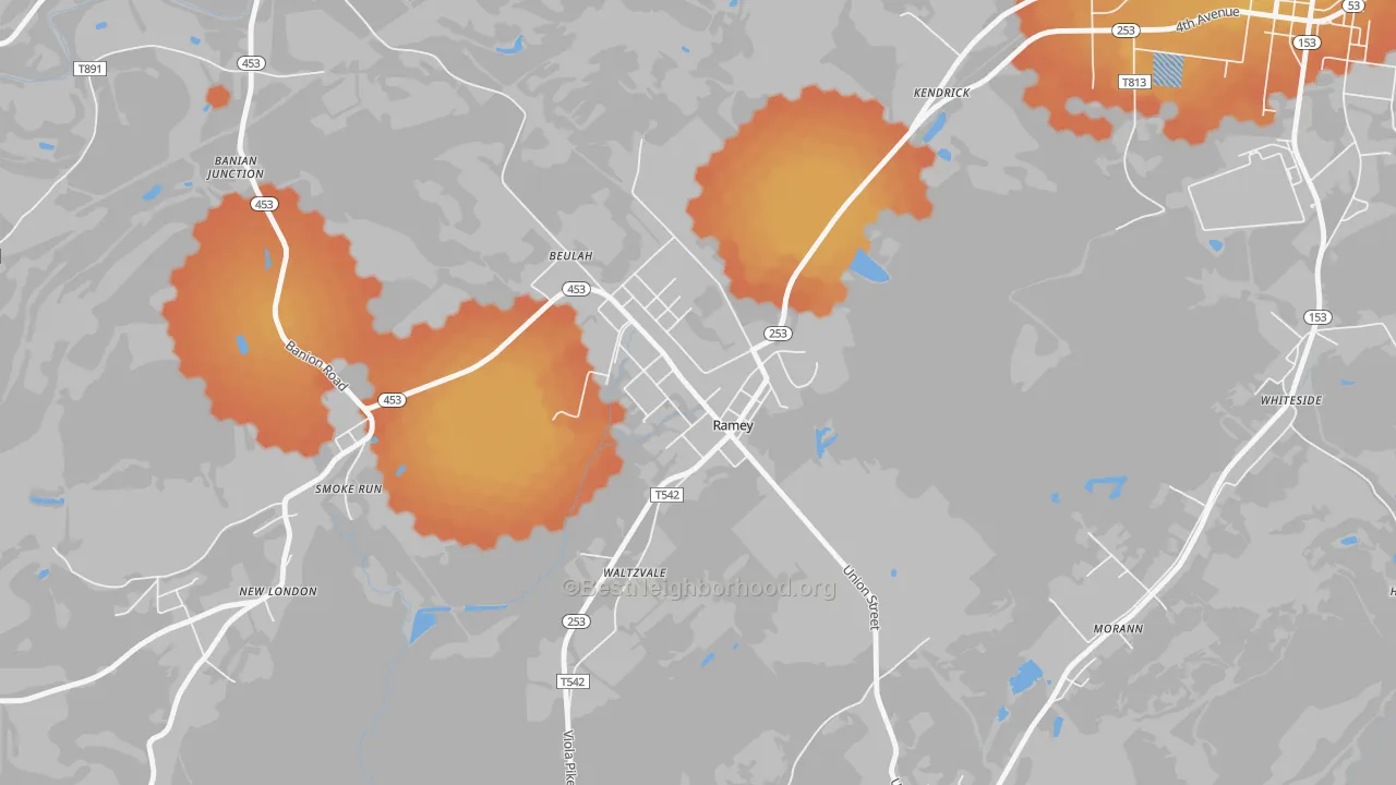 Bike Grade map of 16671, PA