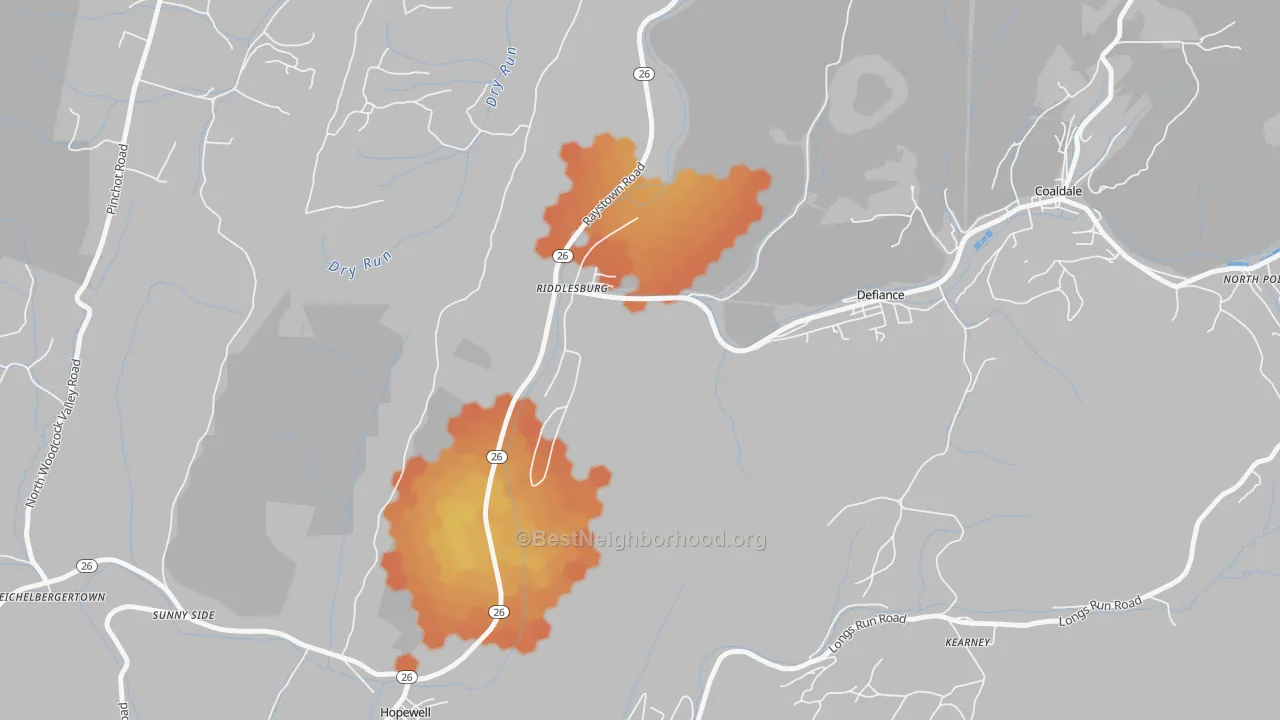 Bike Grade map of 16672, PA