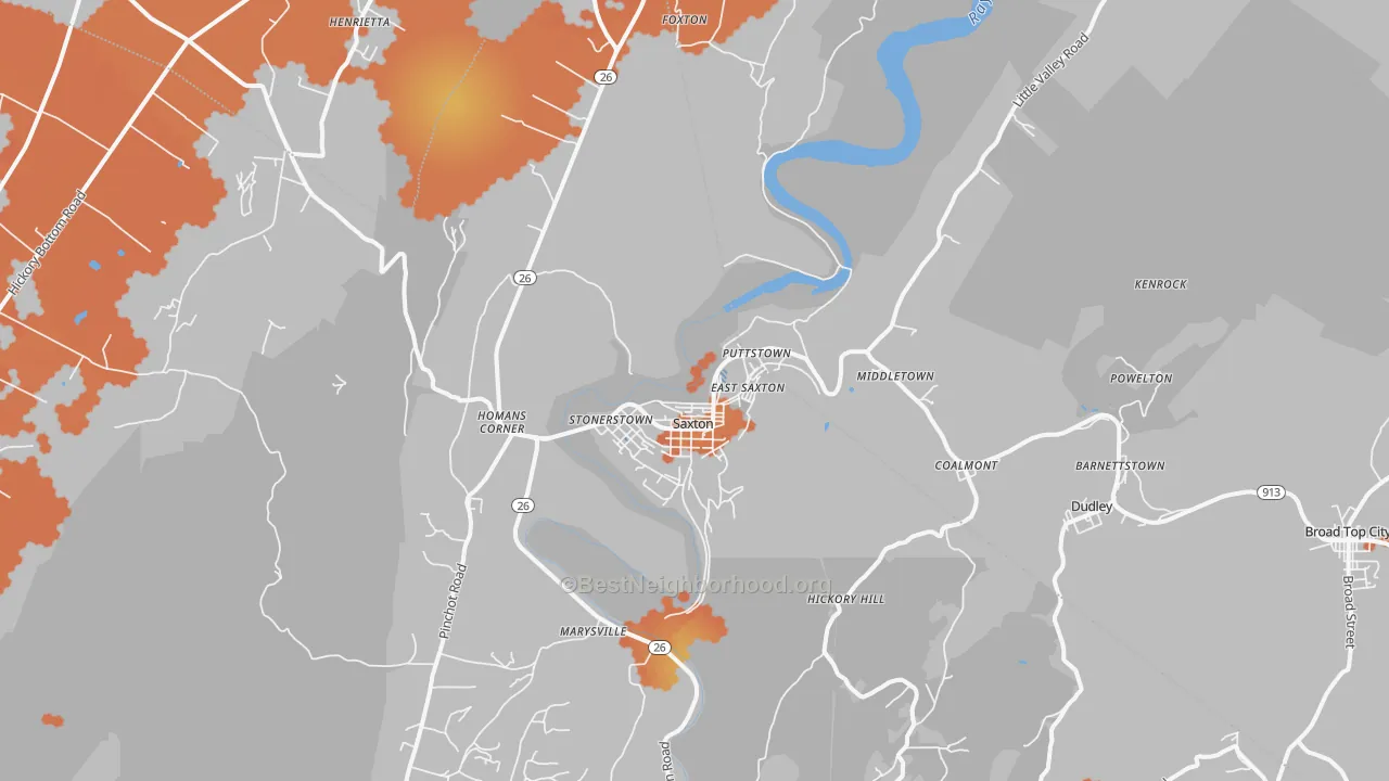 Bike Grade map of 16678, PA