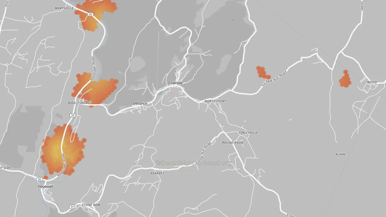 Bike Grade map of 16679, PA