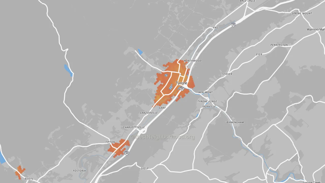 Bike Grade map of 16686, PA