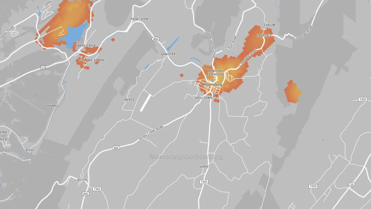 Bike Grade map of 16693, PA