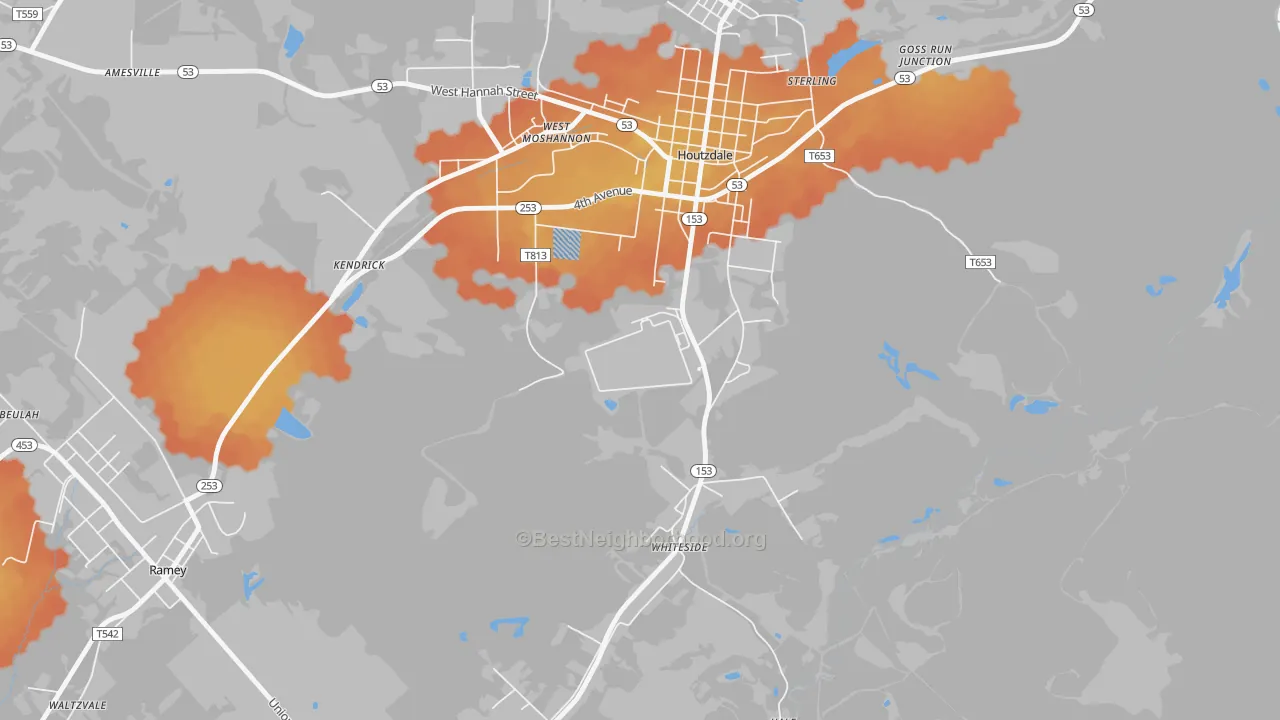 Bike Grade map of 16698, PA