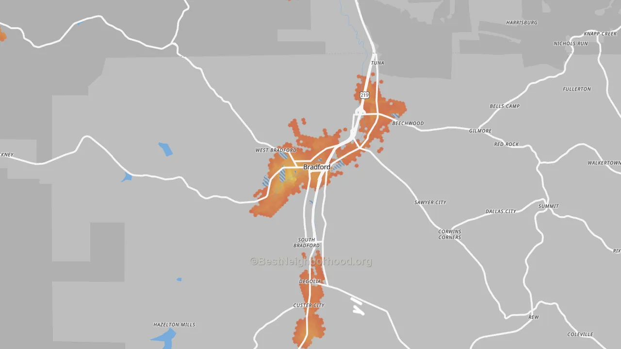 Bike Grade map of 16701, PA
