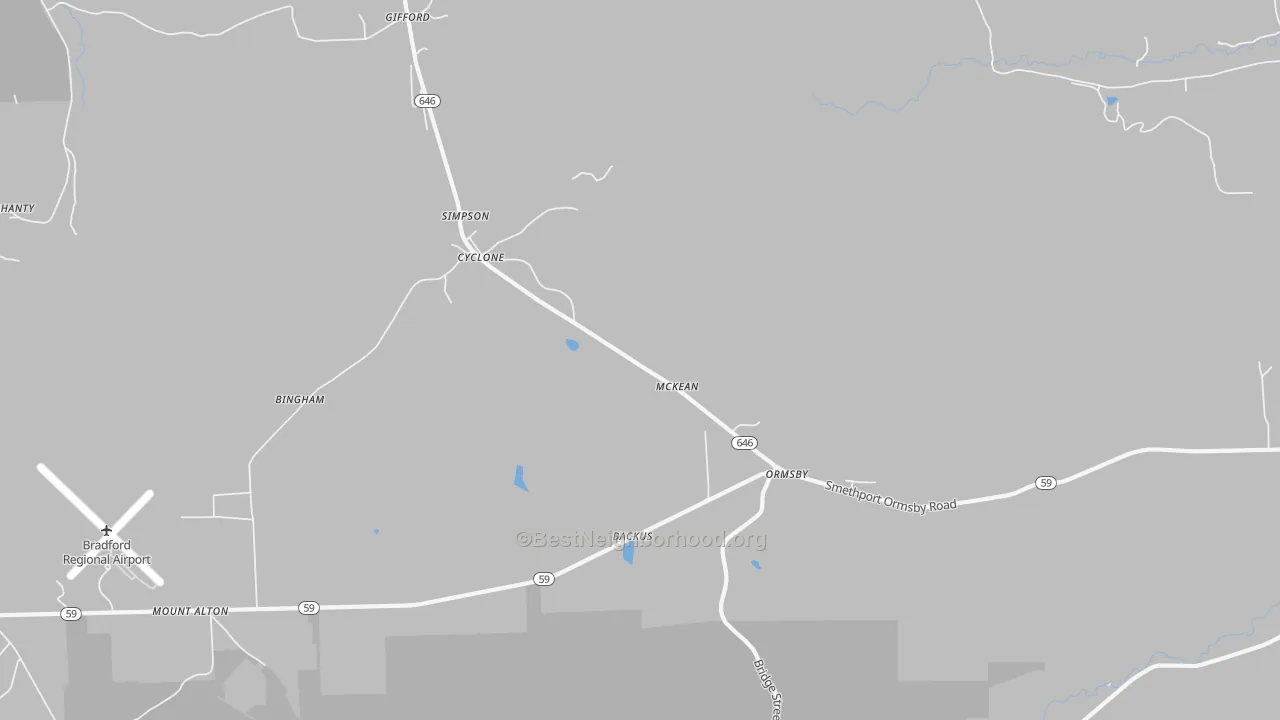 Bike Grade map of 16726, PA