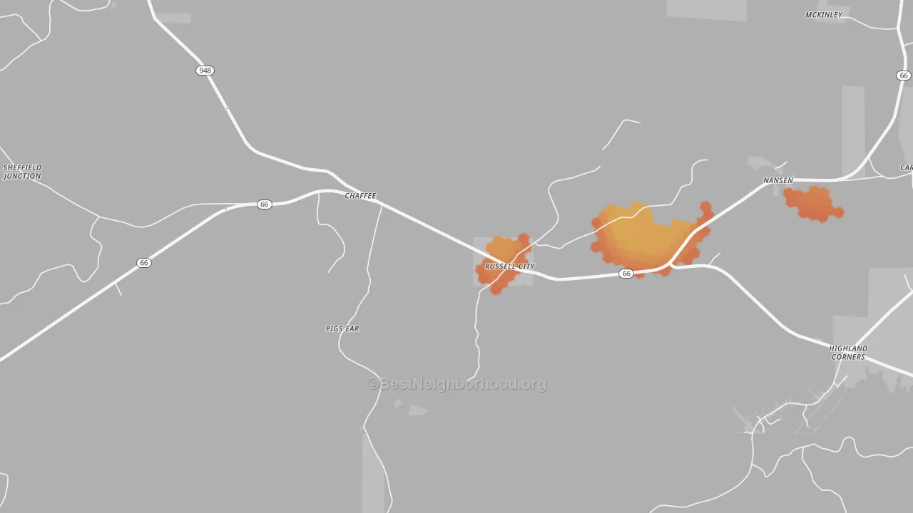 Bike Grade map of 16728, PA