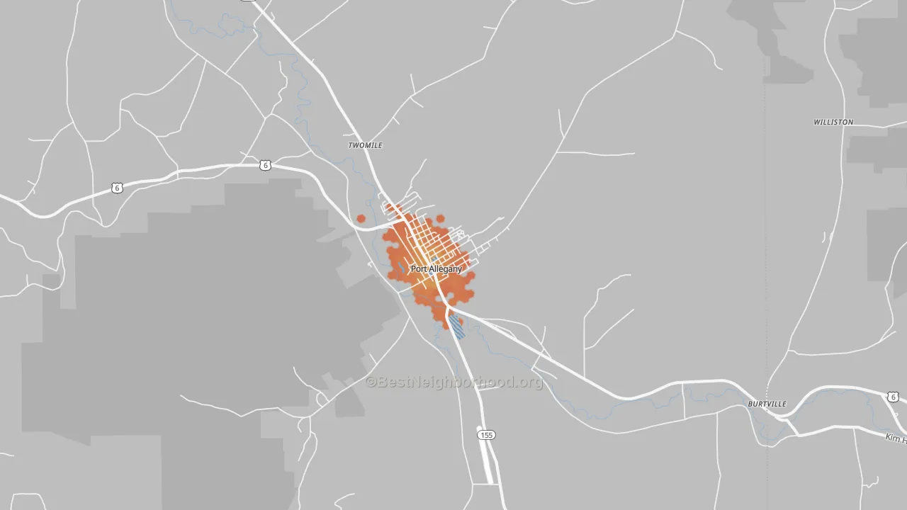 Bike Grade map of 16743, PA