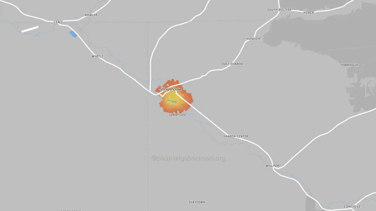 Bike Grade map of 16748, PA