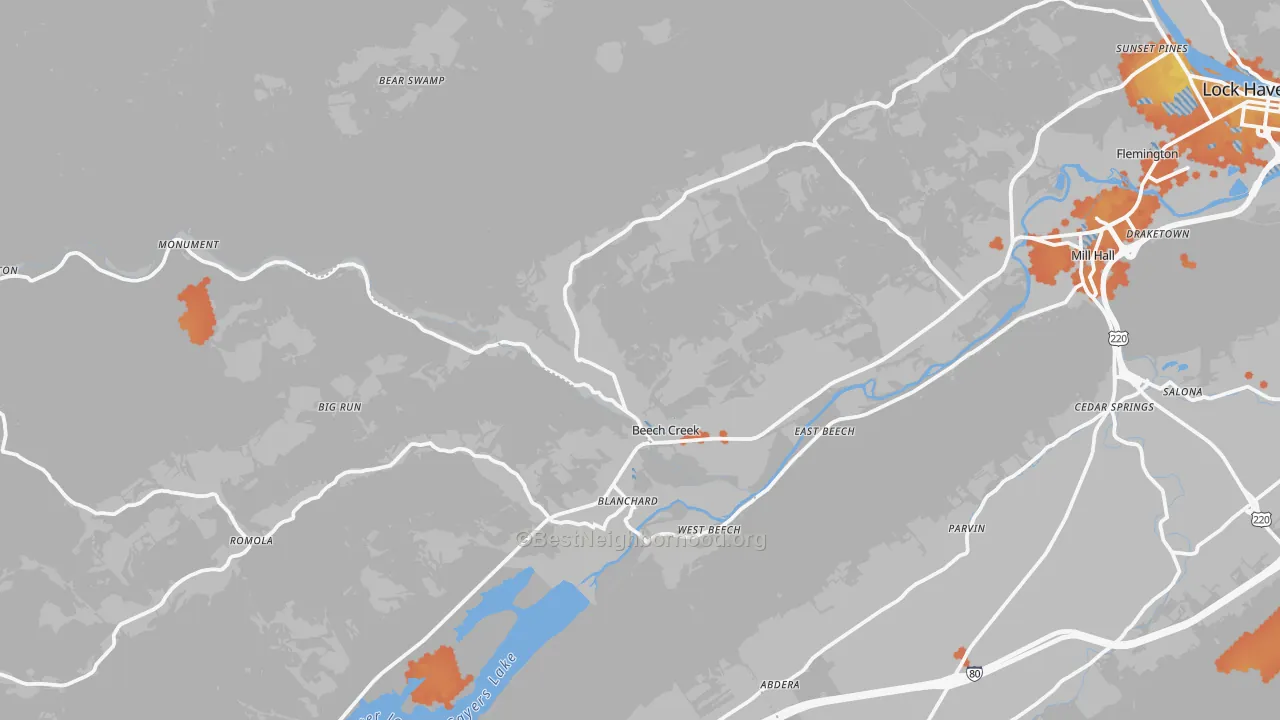 Bike Grade map of 16822, PA