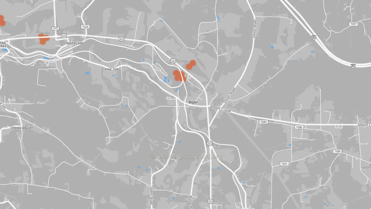 Bike Grade map of 16825, PA