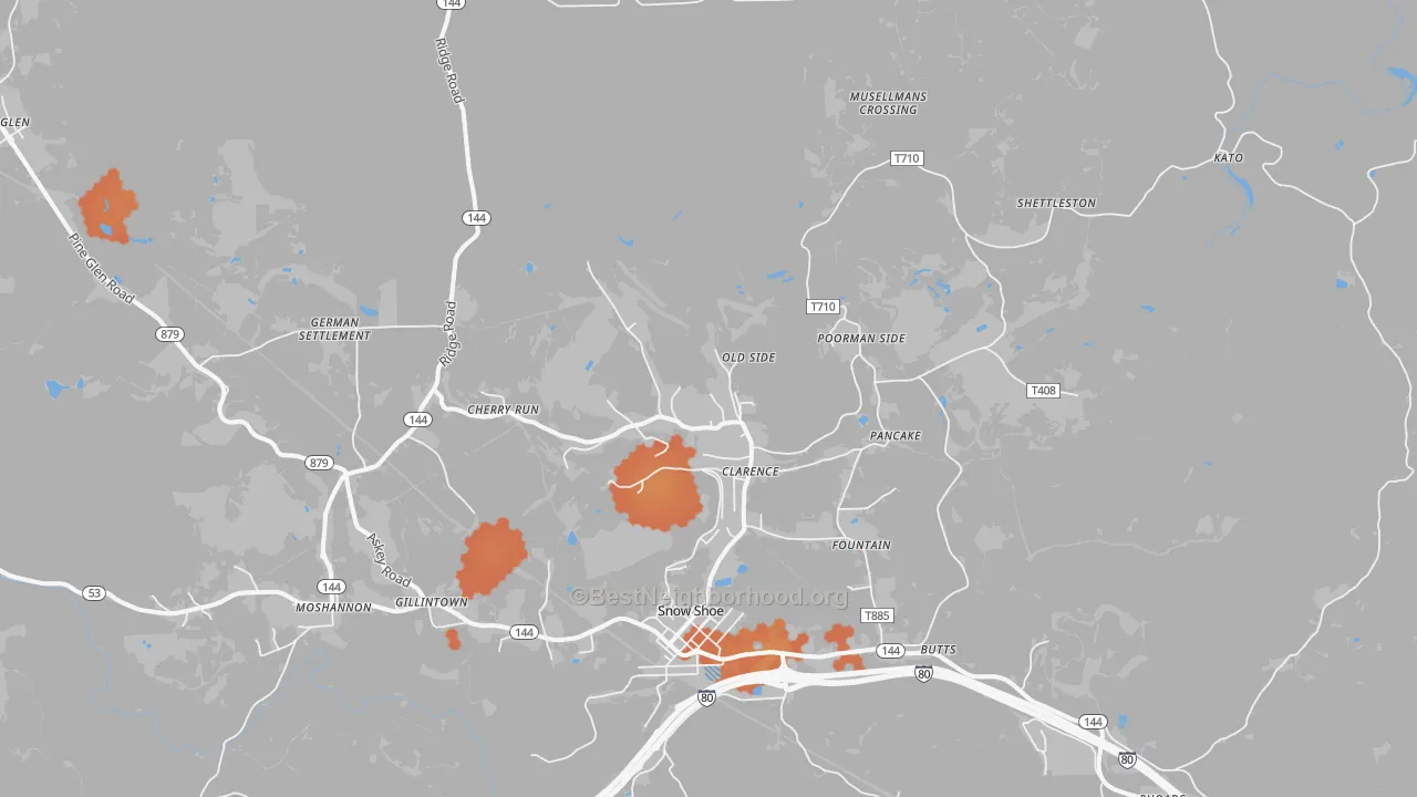 Bike Grade map of 16829, PA