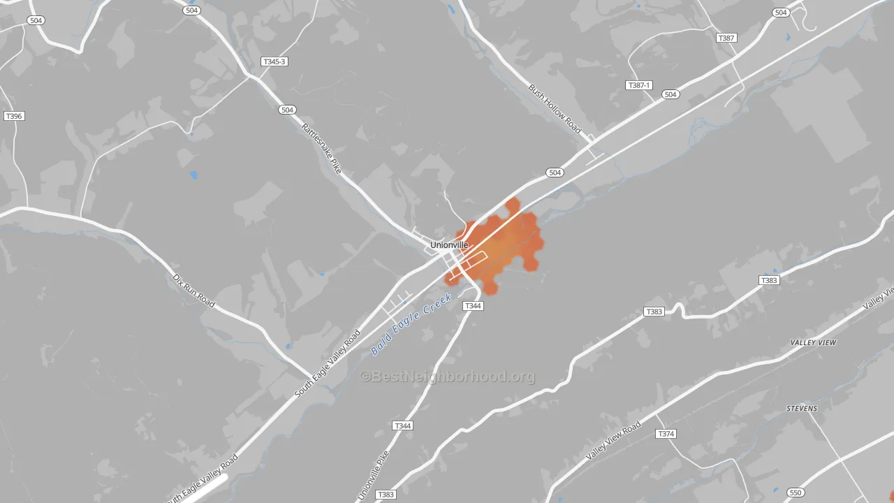 Bike Grade map of 16835, PA