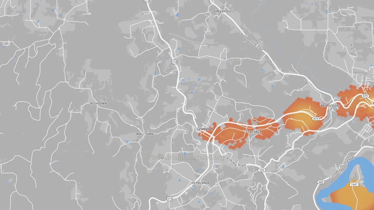 Bike Grade map of 16838, PA