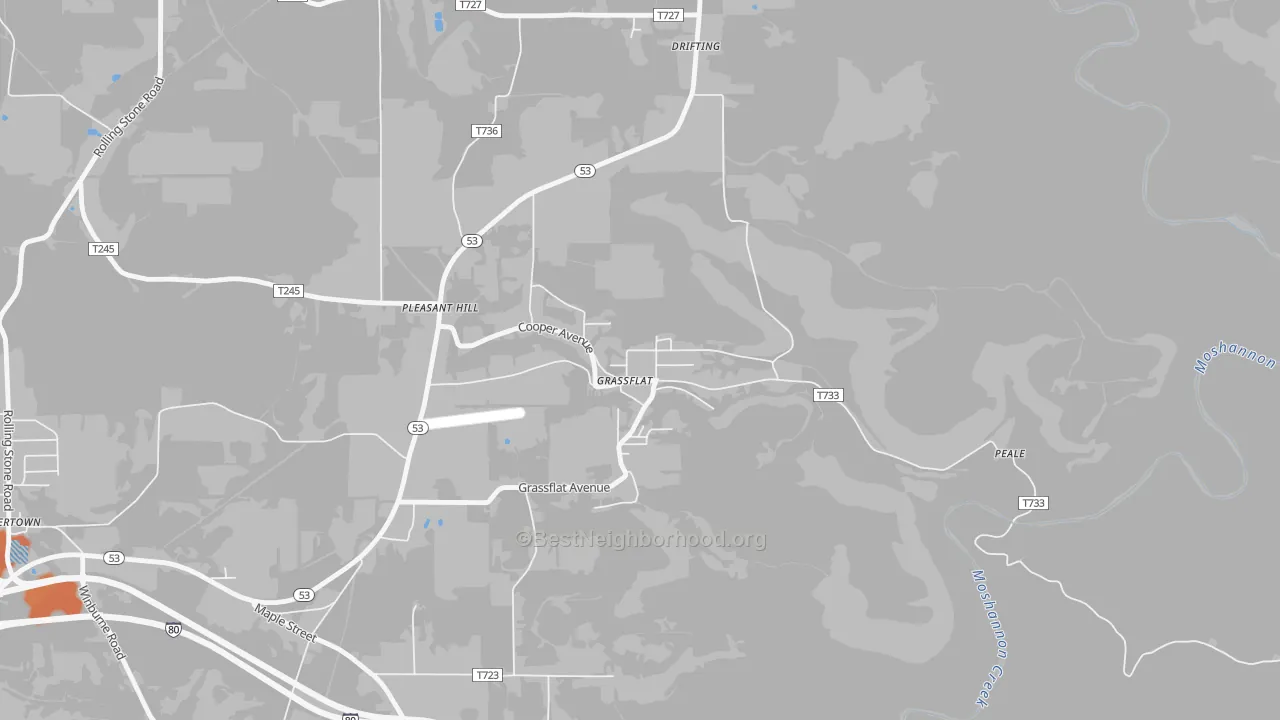 Bike Grade map of 16839, PA