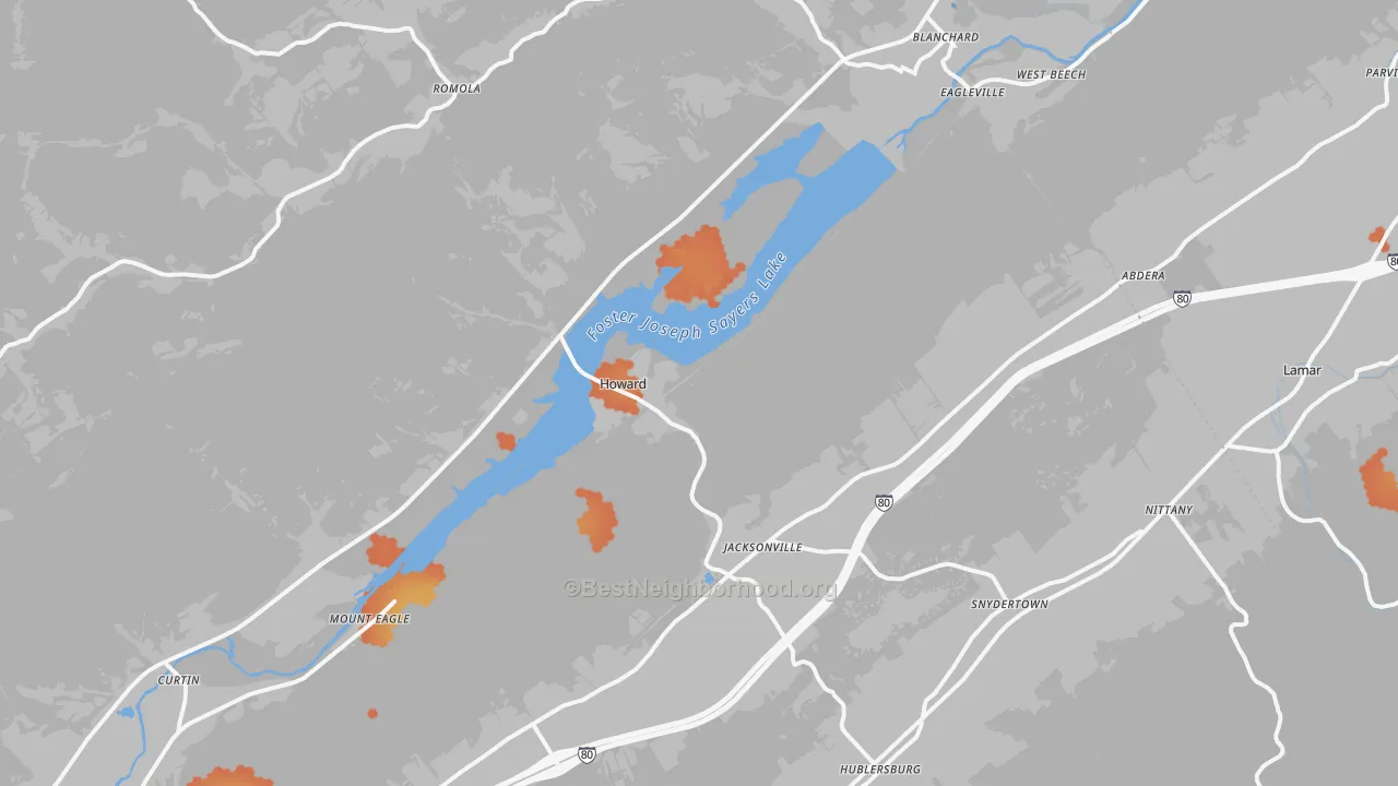 Bike Grade map of 16841, PA