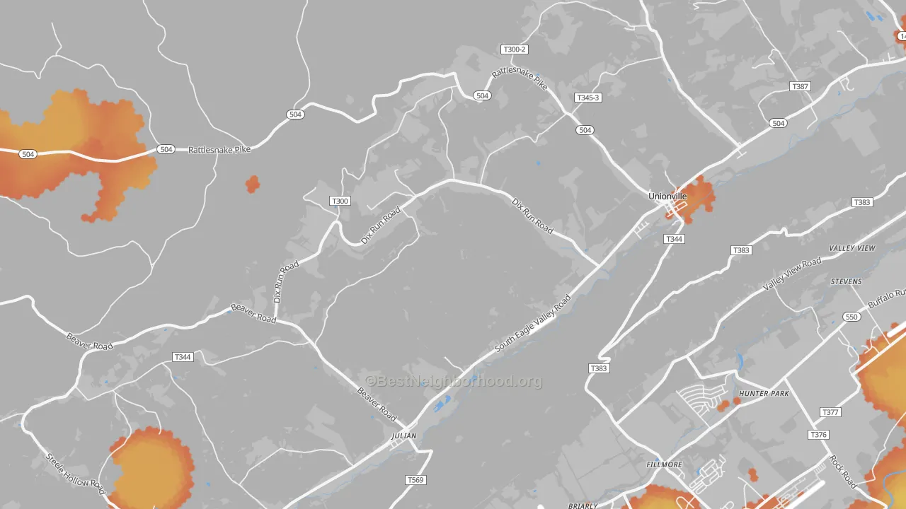 Bike Grade map of 16844, PA