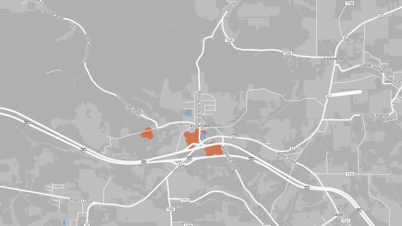 Bike Grade map of 16847, PA
