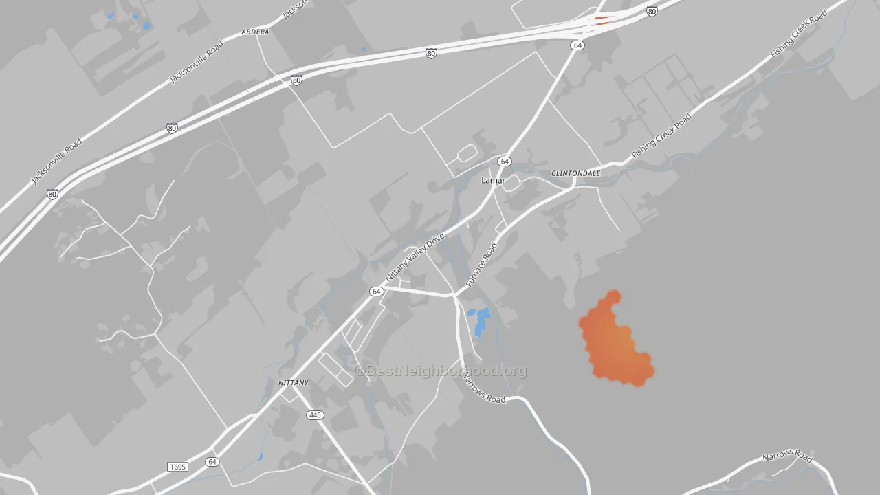 Bike Grade map of 16848, PA