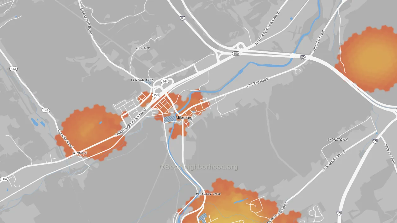 Bike Grade map of 16853, PA