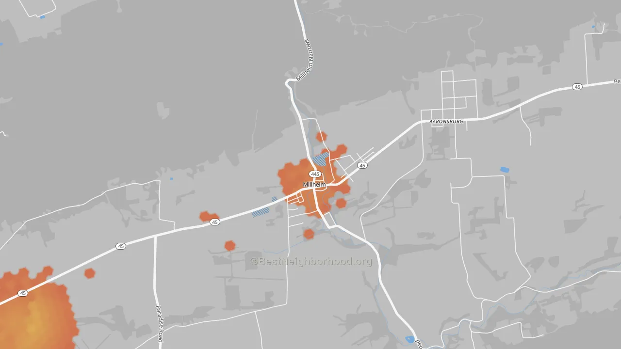Bike Grade map of 16854, PA